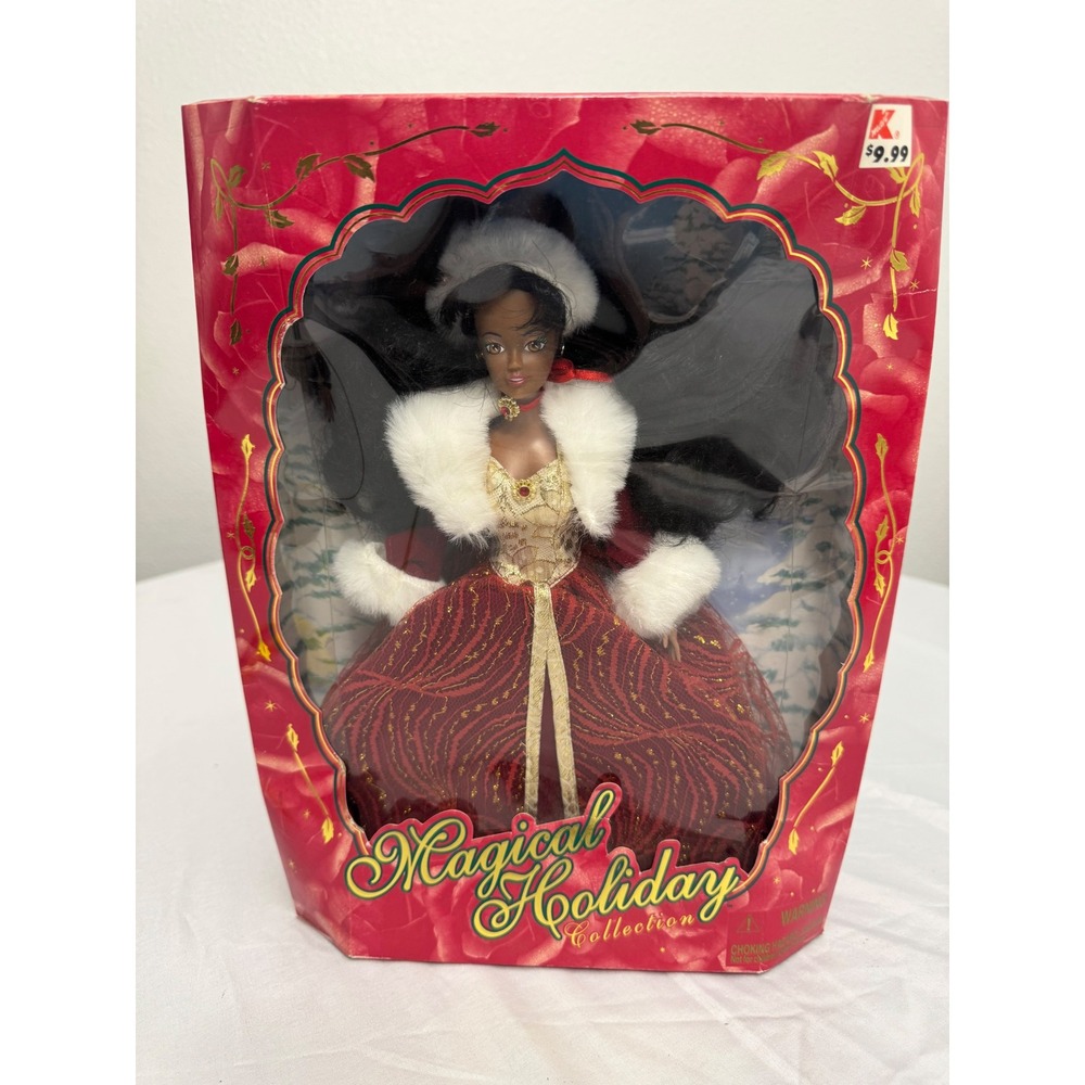 Jakks Pacific Magical Holiday Collection Black Doll Red Gold Gown Vintage 11054